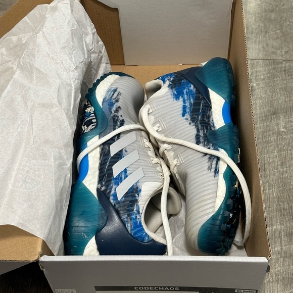 Men’s Adidas Golf 7 CODECHAOS Gray Blue Shoes Spikeless Lightweight Waterproof - Picture 3 of 11